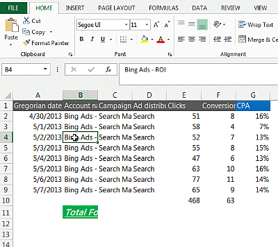 Using Format Painter for similar Formatting - Excel shortcut 5